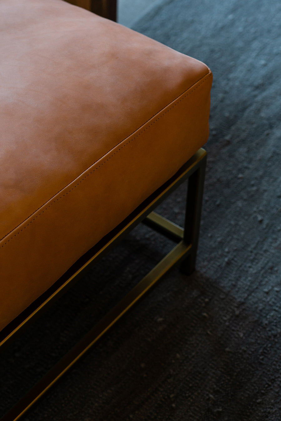 A close up look at the tan leather.