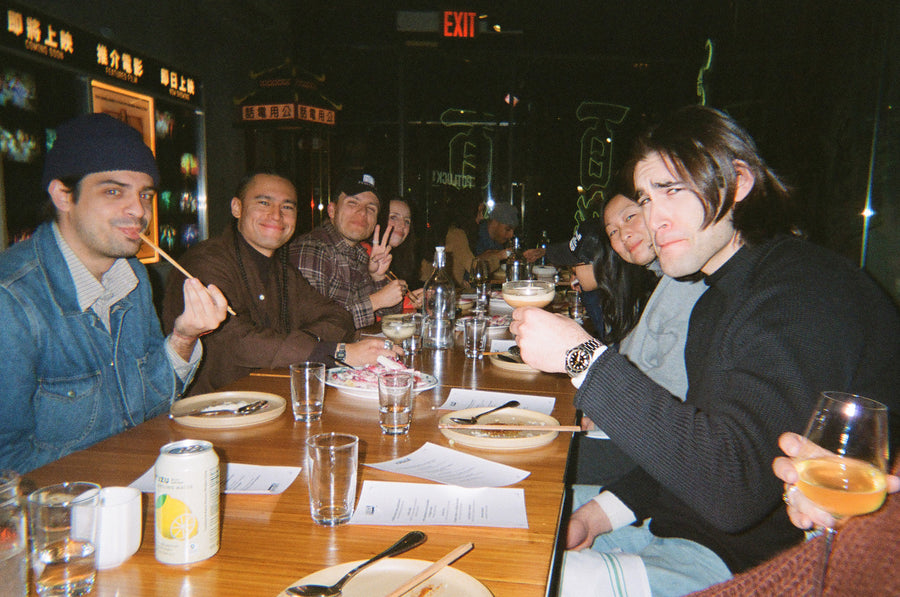 3sixteen's NY team eating dinner at a restaurant.