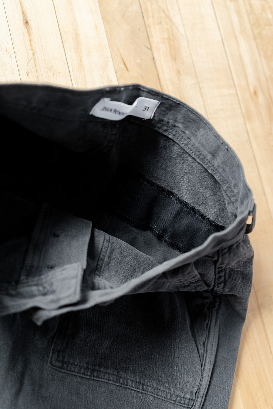 A view of the pocket reinforcement detail from the inside of the pant.