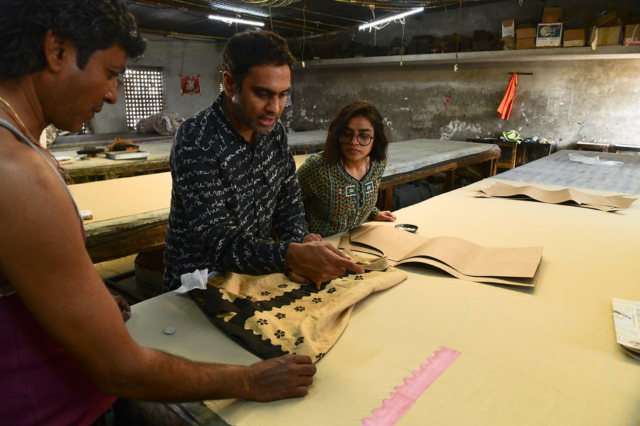 Our factory talks over the different challenges on how to execute this shirt.