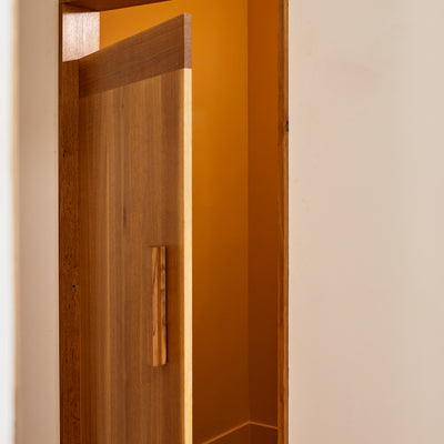 An open dressing room door