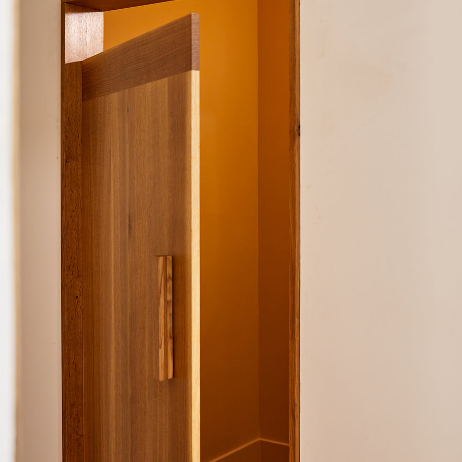 An open dressing room door