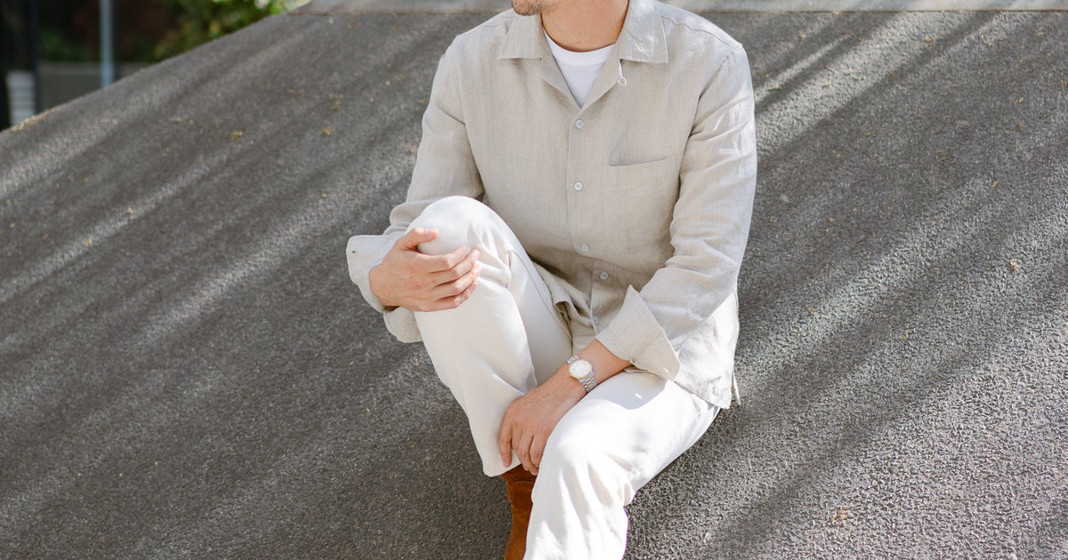 Up Close: Linen Open Collar Shirt. – 3sixteen
