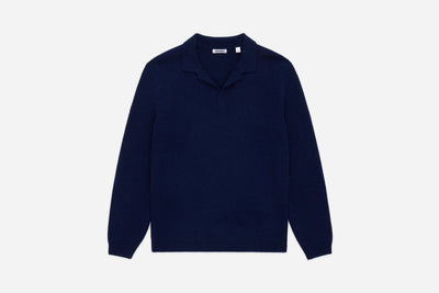 Long Sleeve Knit Polo ~ Midnight Alpaca