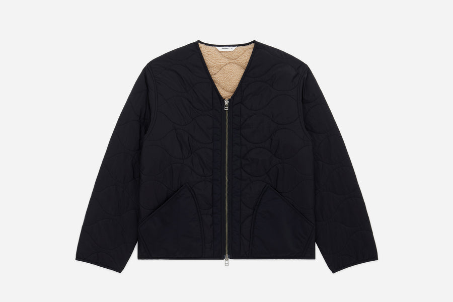 Zip Liner Jacket ~ Black Nylon/Sherpa
