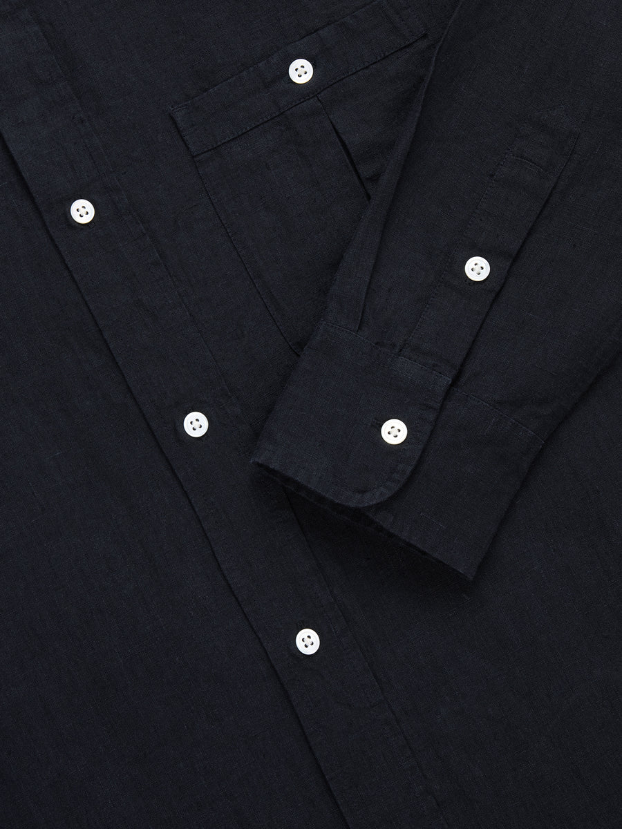Club Collar Shirt ~ Black Hemp