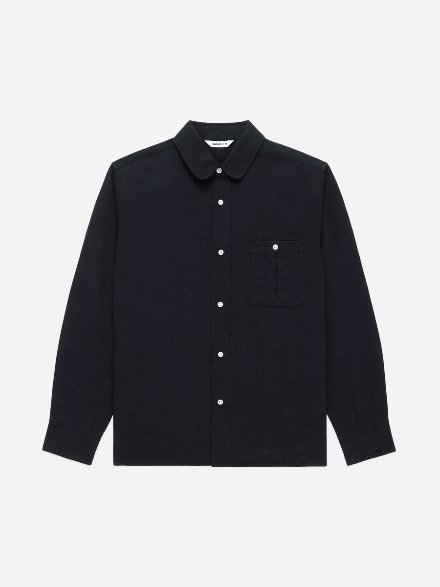 Club Collar Shirt ~ Black Hemp