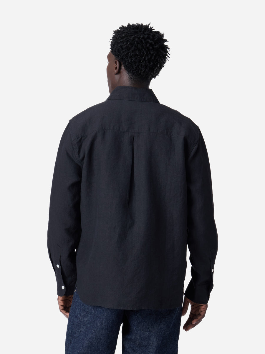Club Collar Shirt ~ Black Hemp