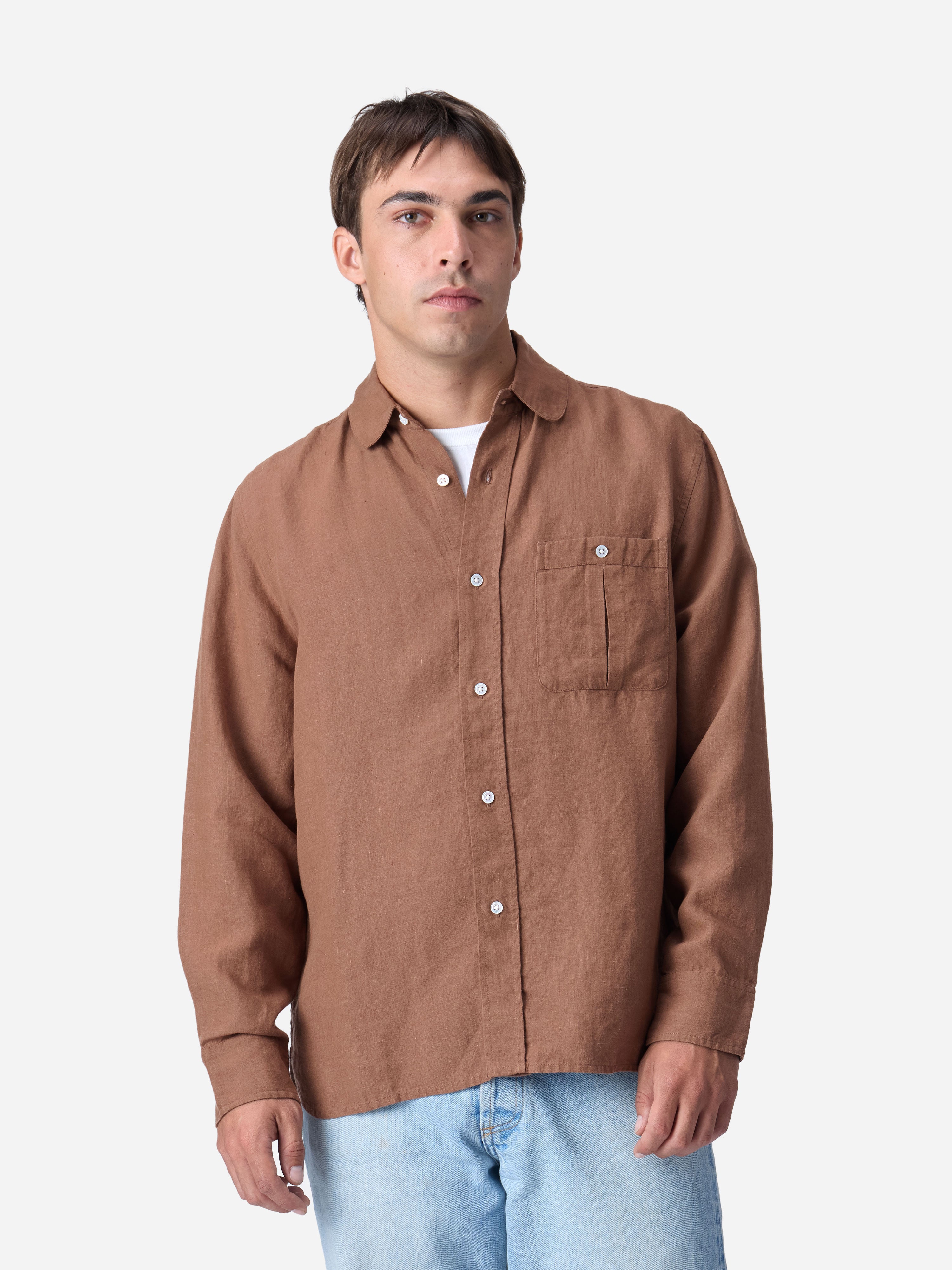 Club Collar Shirt ~ Rust Hemp – 3sixteen