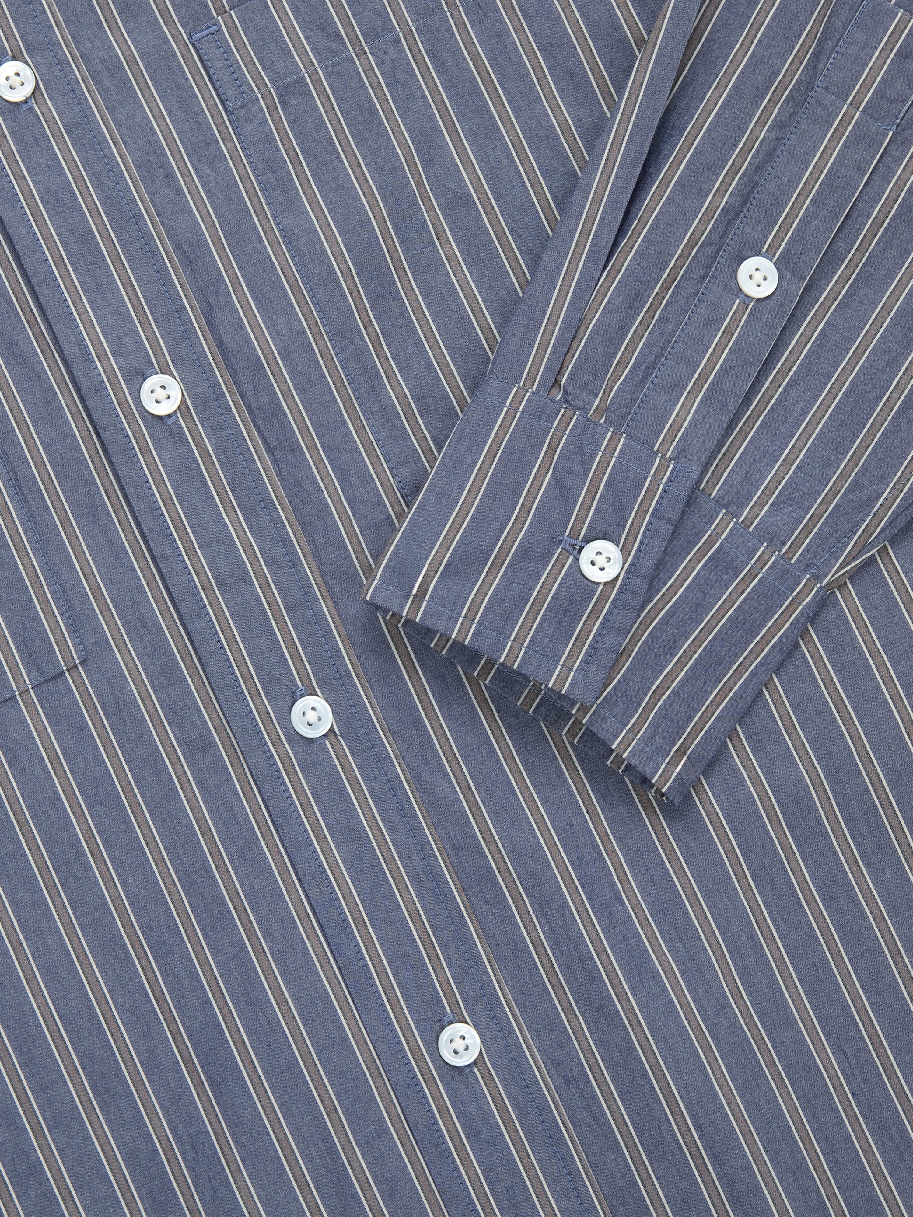 Commuter Shirt ~ Navy/Coyote Stripe – 3sixteen