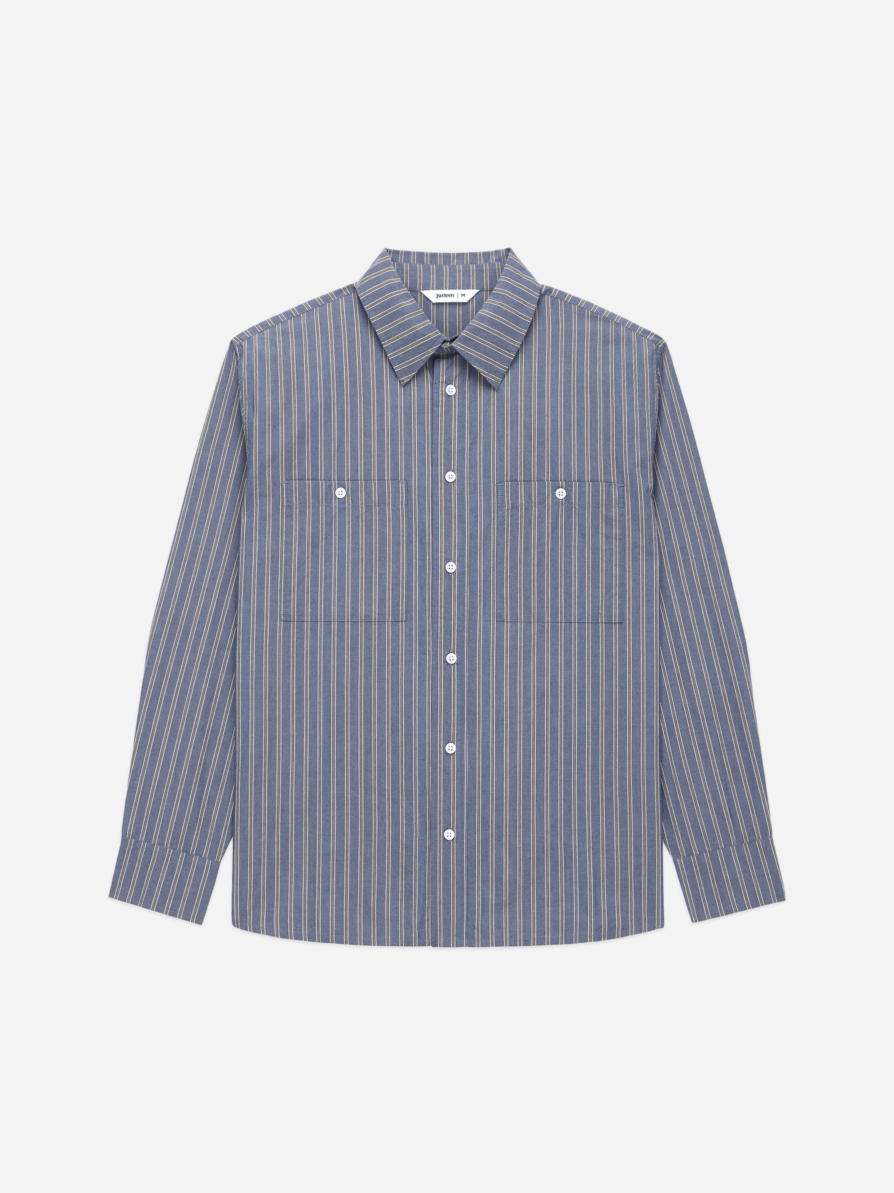 Commuter Shirt ~ Navy/Coyote Stripe – 3sixteen