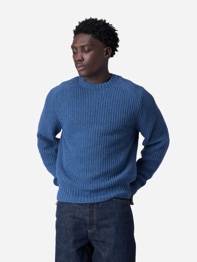 Cotton Crewneck Sweater ~ Lapis Boucle – 3sixteen