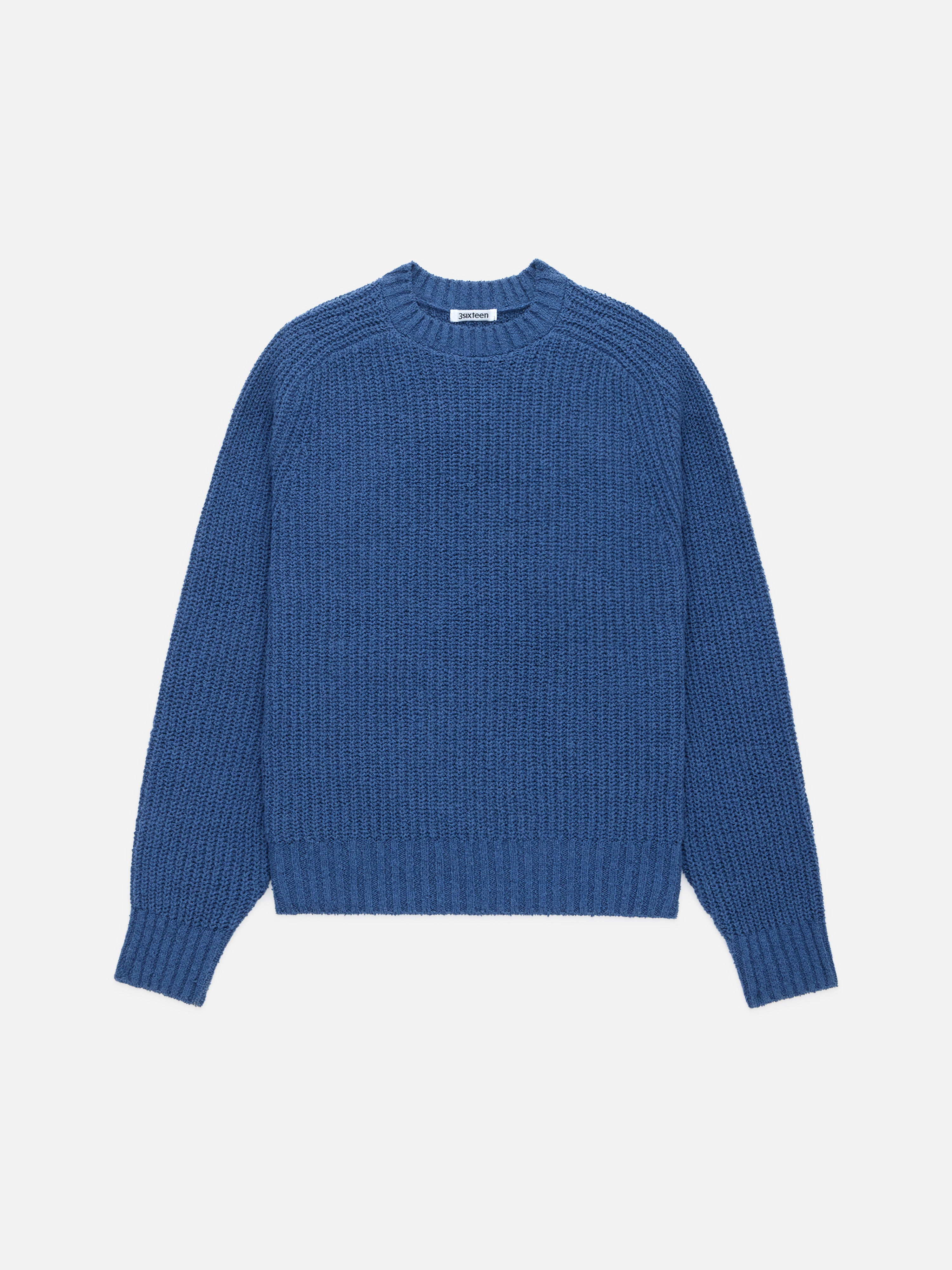Cotton Crewneck Sweater ~ Lapis Boucle – 3sixteen