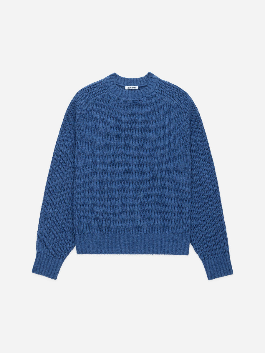 Cotton Crewneck Sweater ~ Lapis Boucle