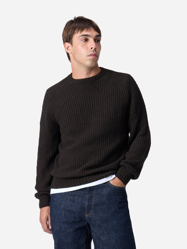 トップス stein PLEATED KNIT CREW NECK Cotton Crewneck Sweater ~ Bark Boucle – 3sixteen