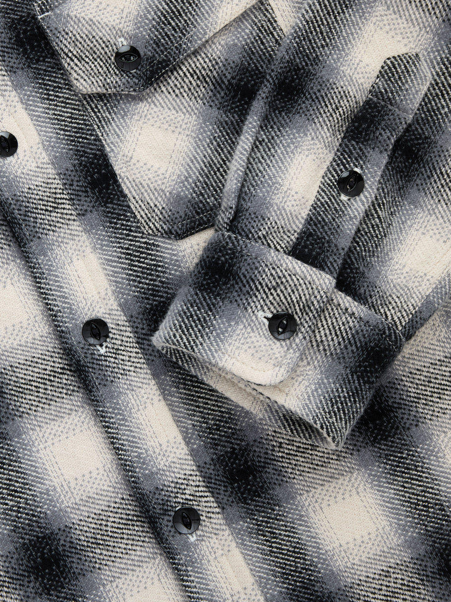 Crosscut Flannel ~ Cream/Black Plaid