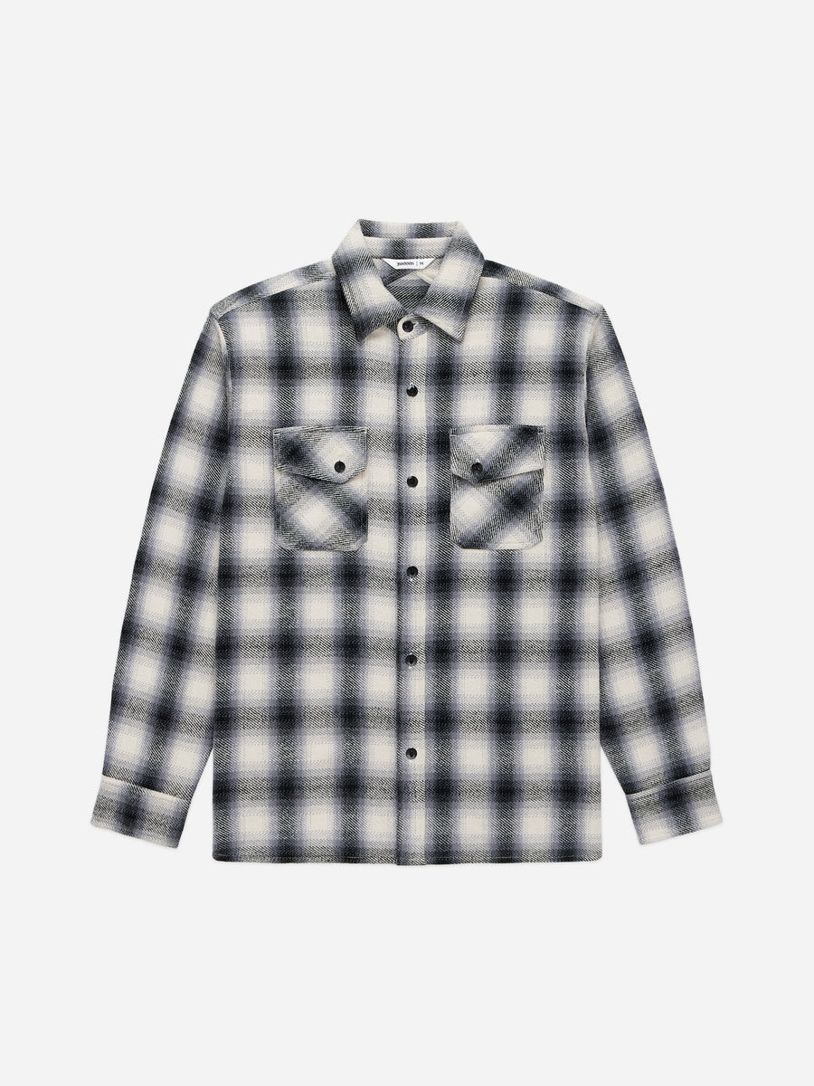 Crosscut Flannel ~ Cream/Black Plaid