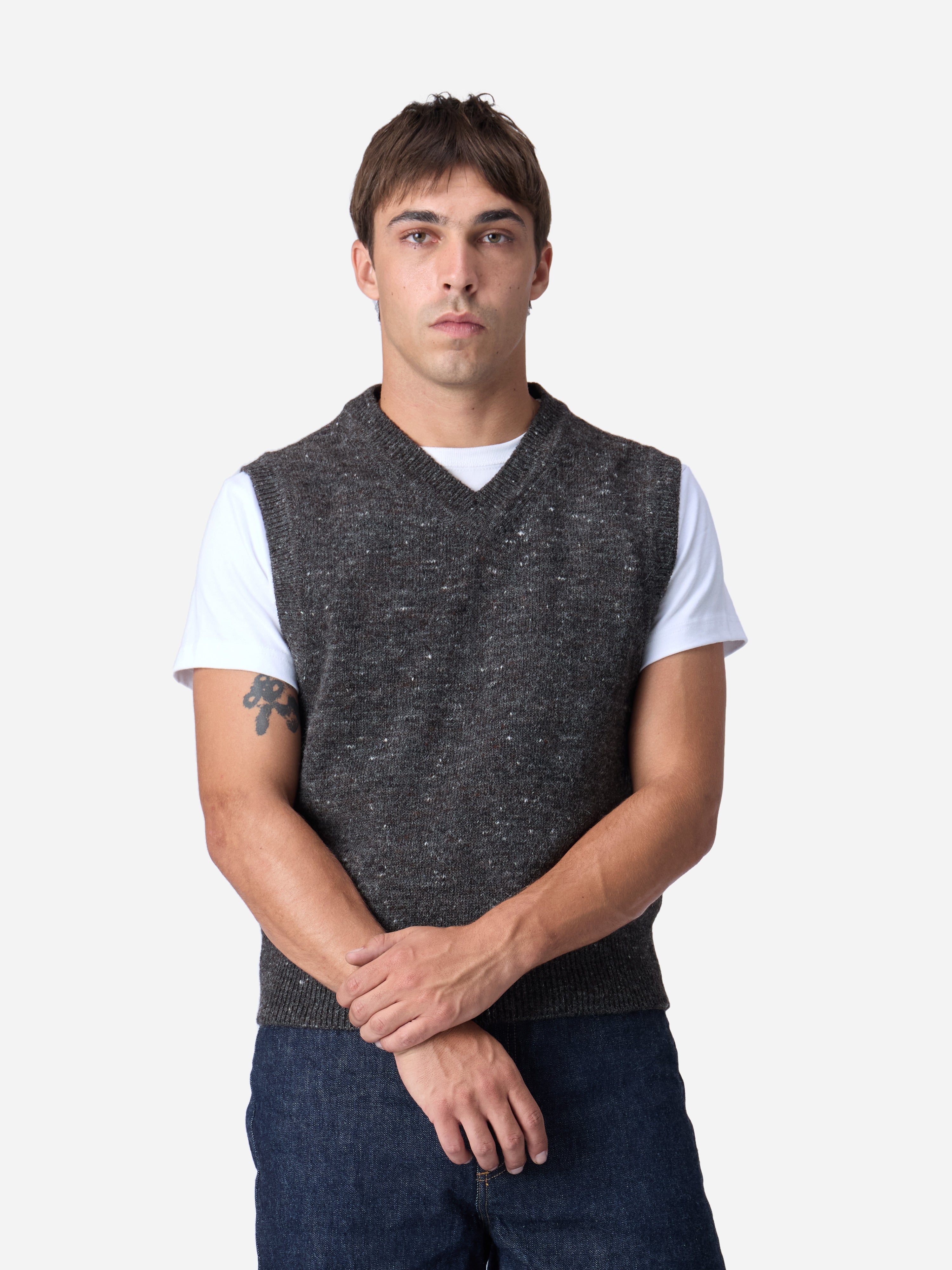Sweater Vest ~ Pewter Tweed – 3sixteen