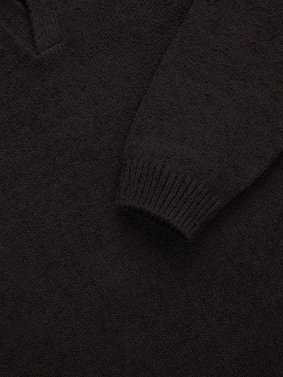 Long Sleeve Knit Polo ~ Bark Boucle