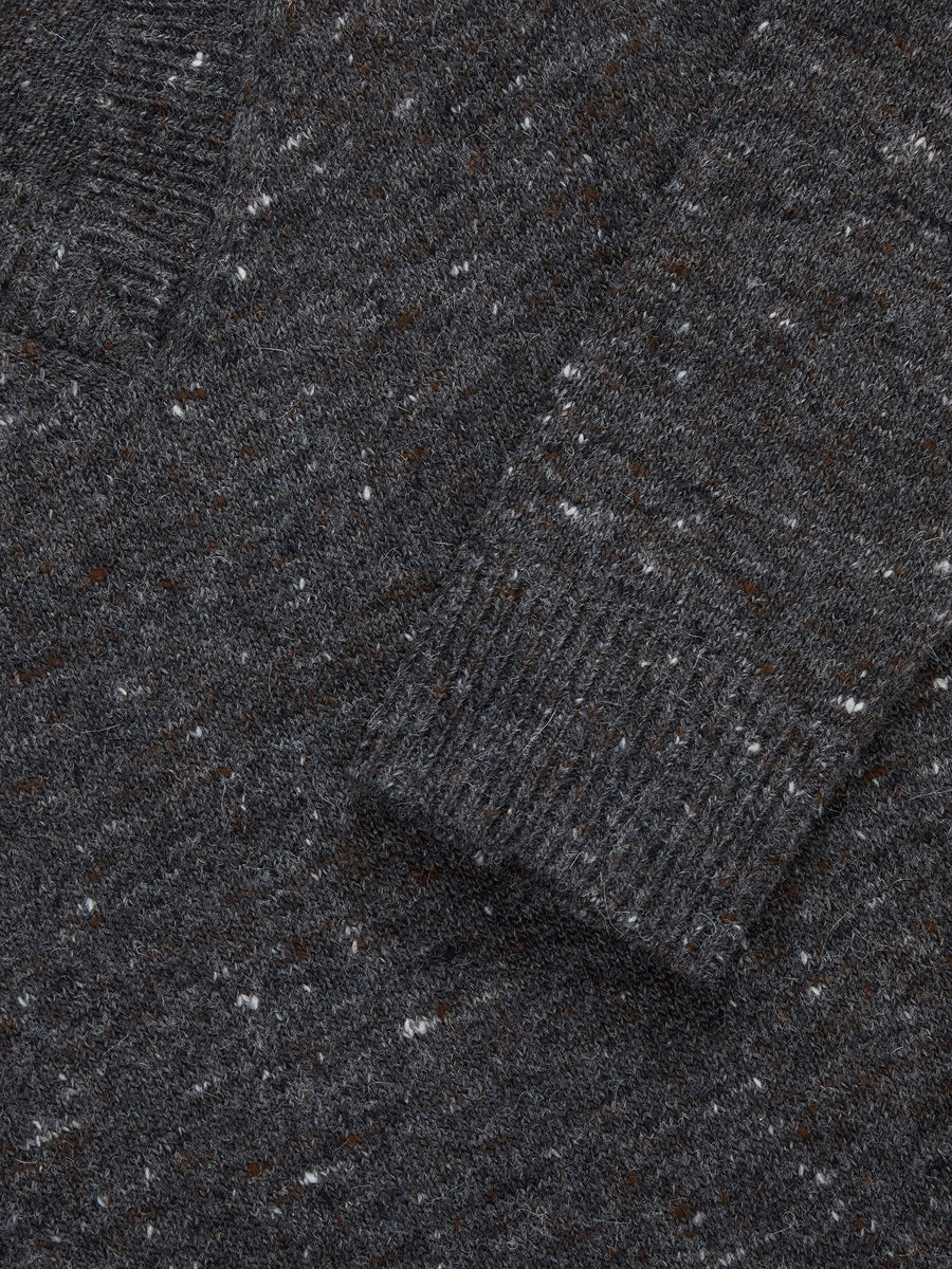 V-Neck Sweater ~ Pewter Tweed