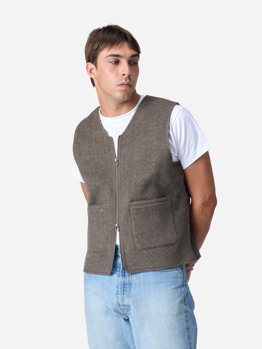 Zip Vest ~ Tobacco Wool/Cashmere