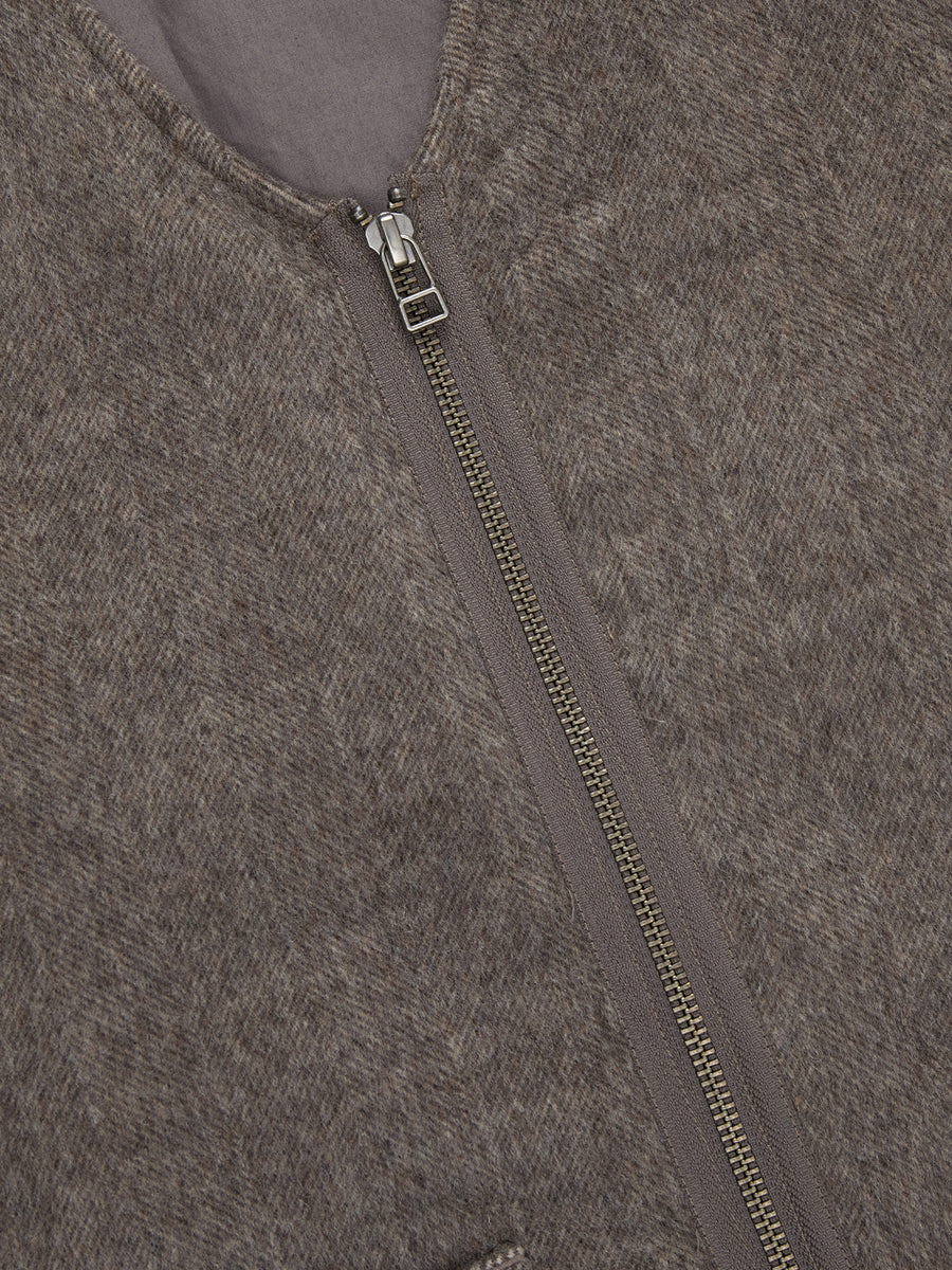 Zip Vest ~ Tobacco Wool/Cashmere