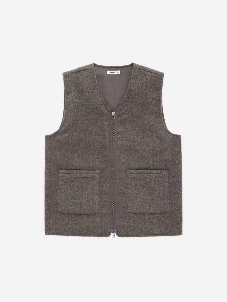 Zip Vest ~ Tobacco Wool/Cashmere