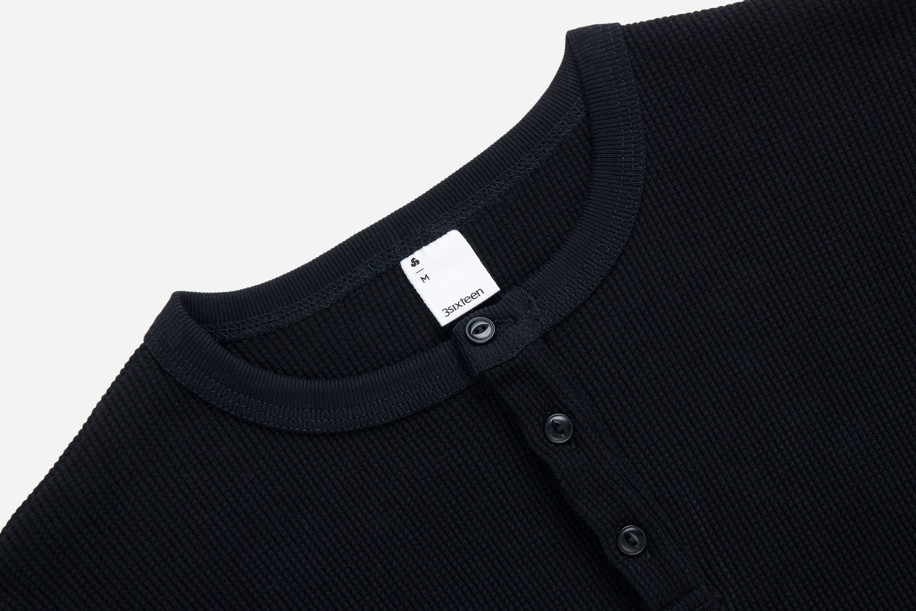 Long Sleeve Thermal Henley ~ Black – 3sixteen