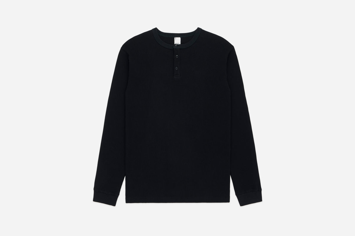 Long Sleeve Thermal Henley Black 3sixteen