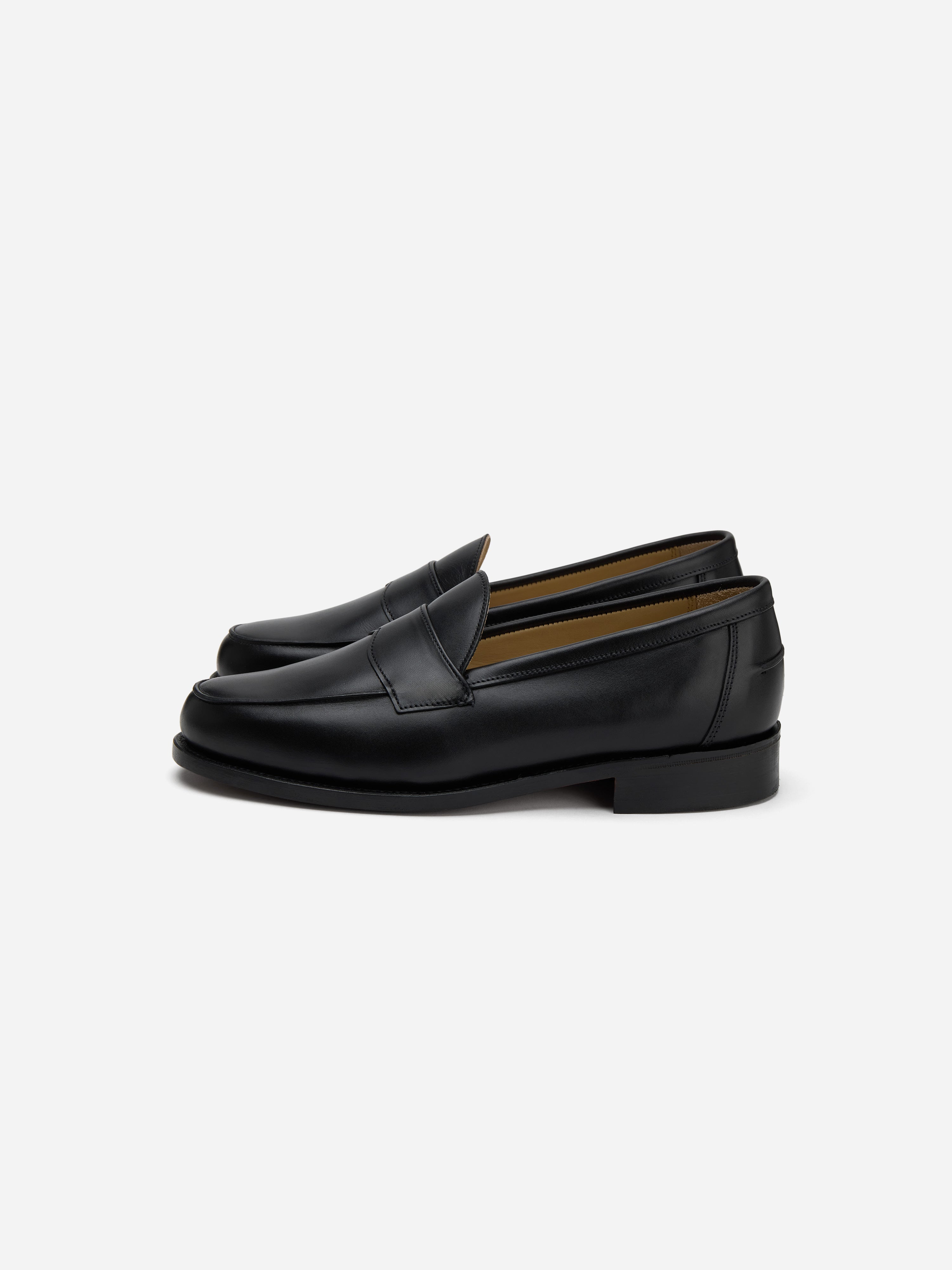 SANDERS 黒 レザー ローファー Saddle Loafer ~ Black Calf – 3sixteen