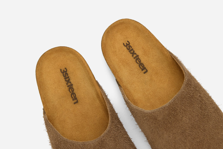 Mule ~ Shaggy Chestnut Suede