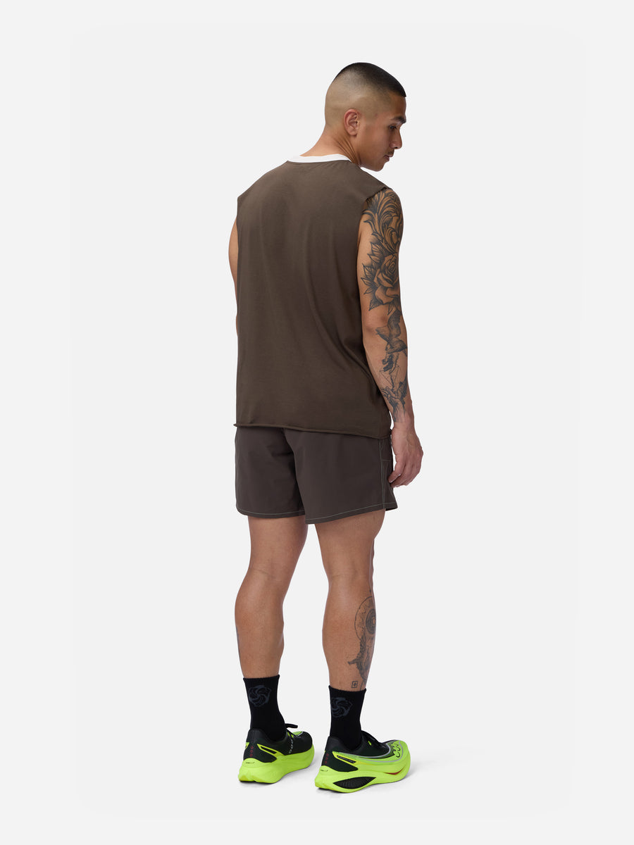 Training Cutoff Tee ~ Brown/White Ringer