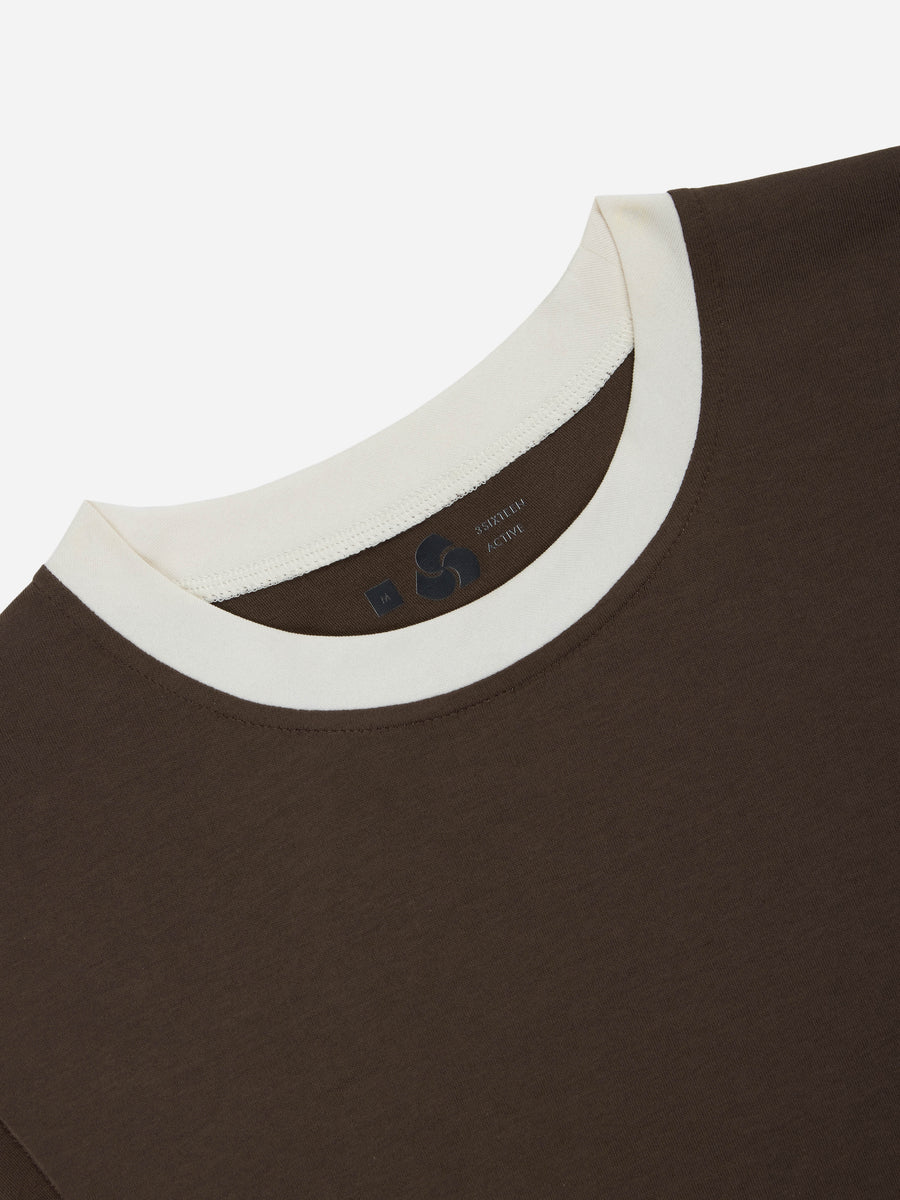 Training Cutoff Tee ~ Brown/White Ringer