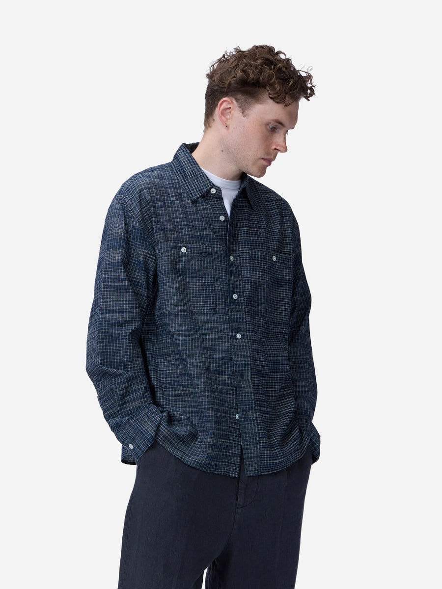 Commuter Shirt ~ Handloom Midnight Microcheck