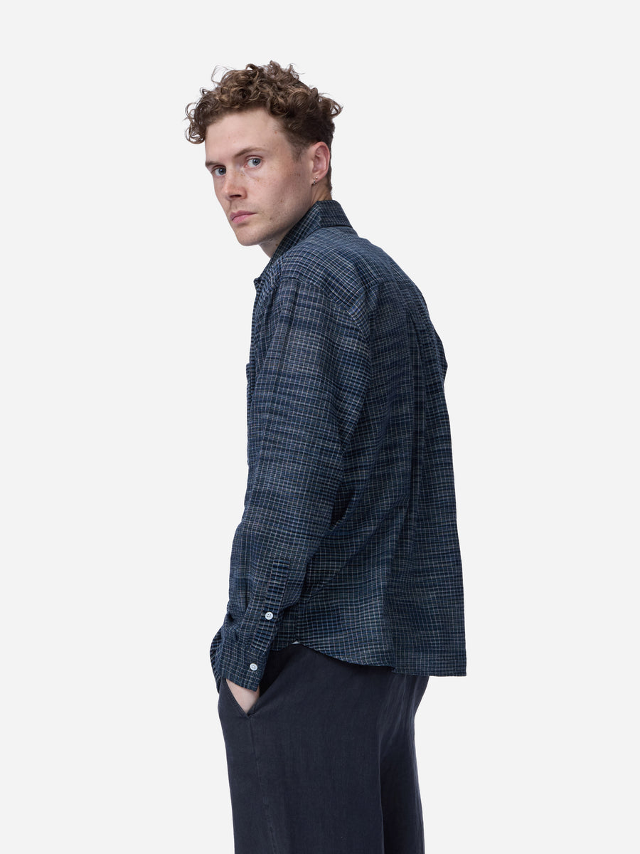 Commuter Shirt ~ Handloom Midnight Microcheck