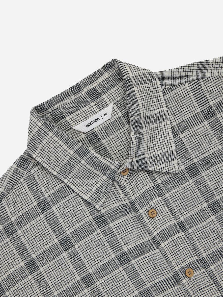 Short Sleeve Commuter Shirt ~ Handloom Grey Check