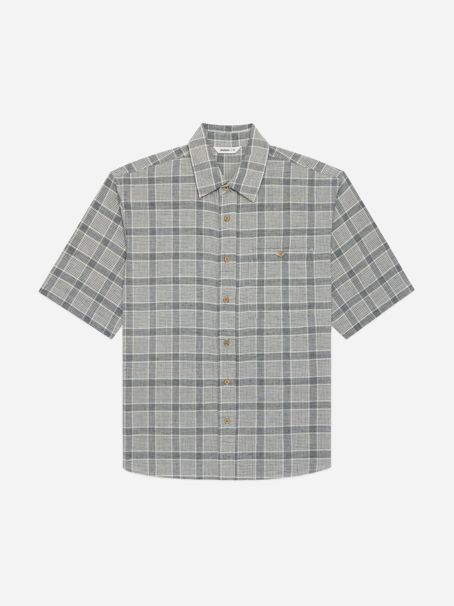 Short Sleeve Commuter Shirt ~ Handloom Grey Check
