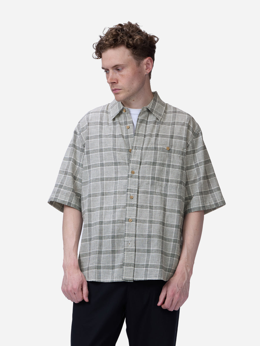Short Sleeve Commuter Shirt ~ Handloom Grey Check