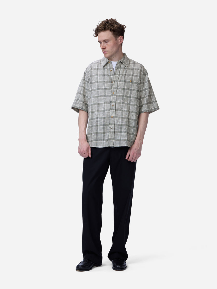 Short Sleeve Commuter Shirt ~ Handloom Grey Check