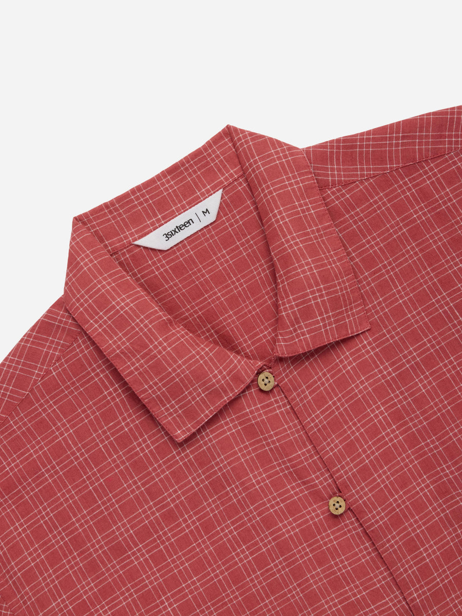 Short Sleeve Loop Shirt ~ Red Microcheck