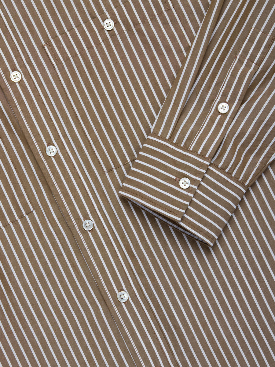 Commuter Shirt ~ Brown Ecru Stripe