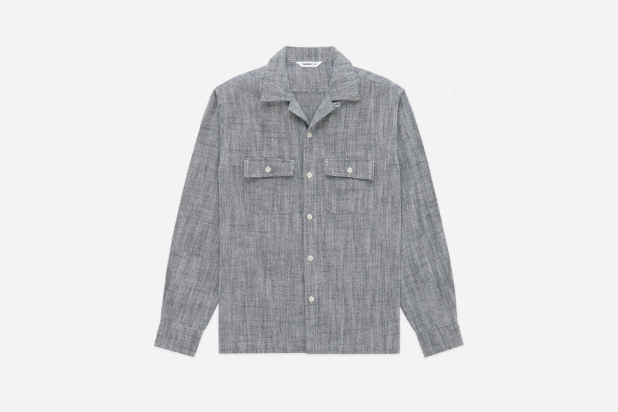 Camp Shirt ~ Black Cotton/Linen HBT