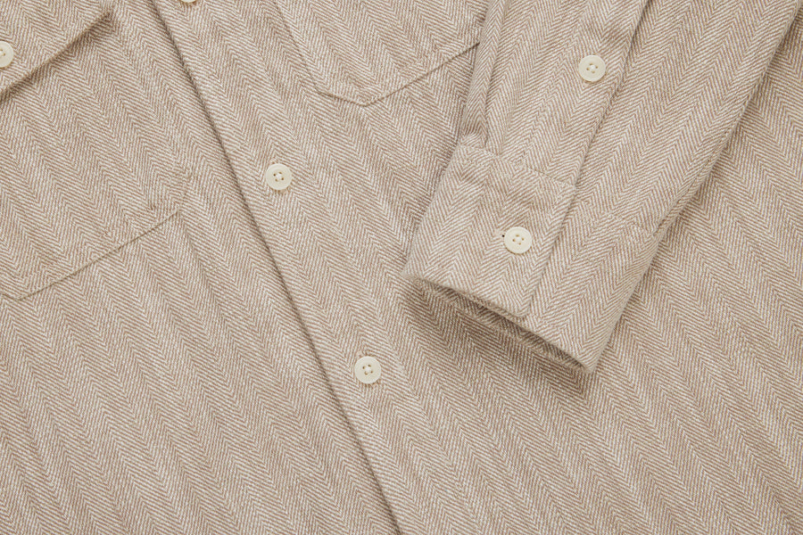 Camp Shirt ~ Ecru Cotton/Linen HBT