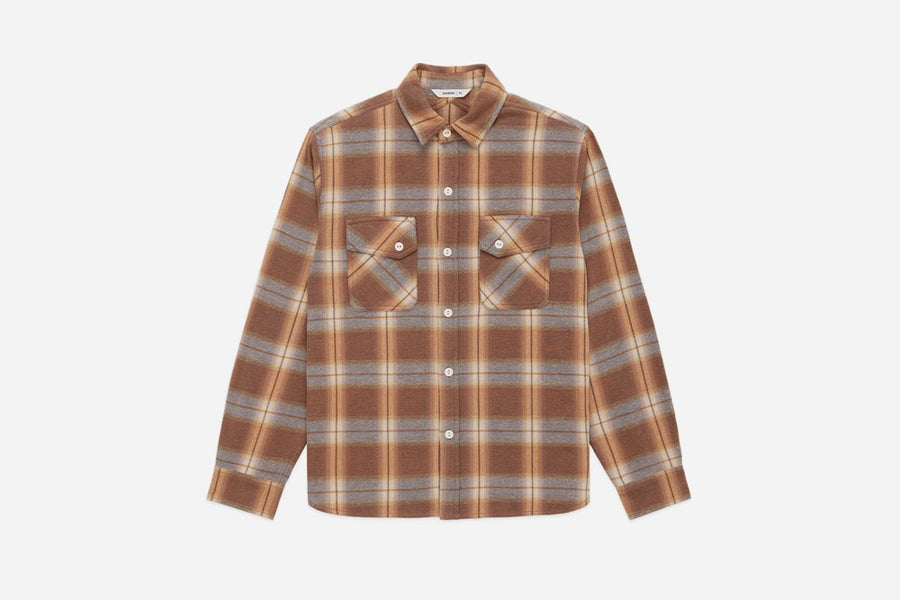 Crosscut Flannel ~ Tobacco/Ecru Brush Check