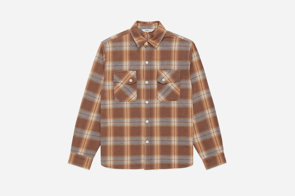 Crosscut Flannel ~ Tobacco/Ecru Brush Check – 3sixteen