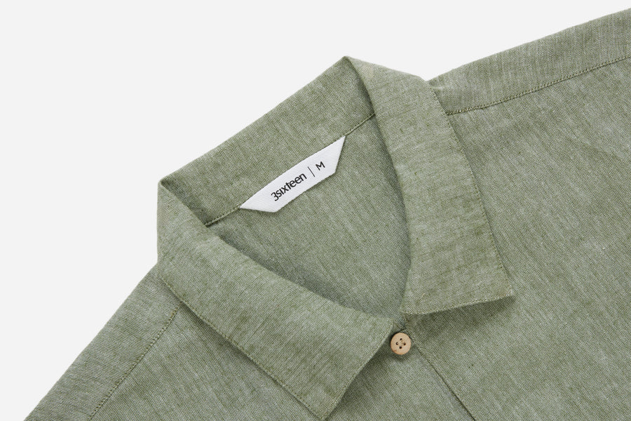 Short Sleeve Loop Shirt ~ Grass Linen/Cotton
