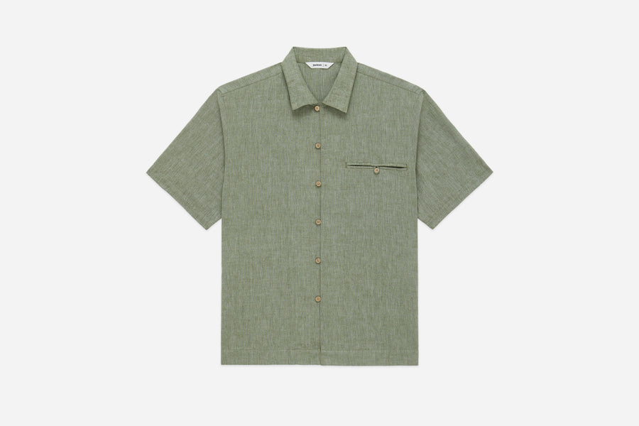 Short Sleeve Loop Shirt ~ Grass Linen/Cotton