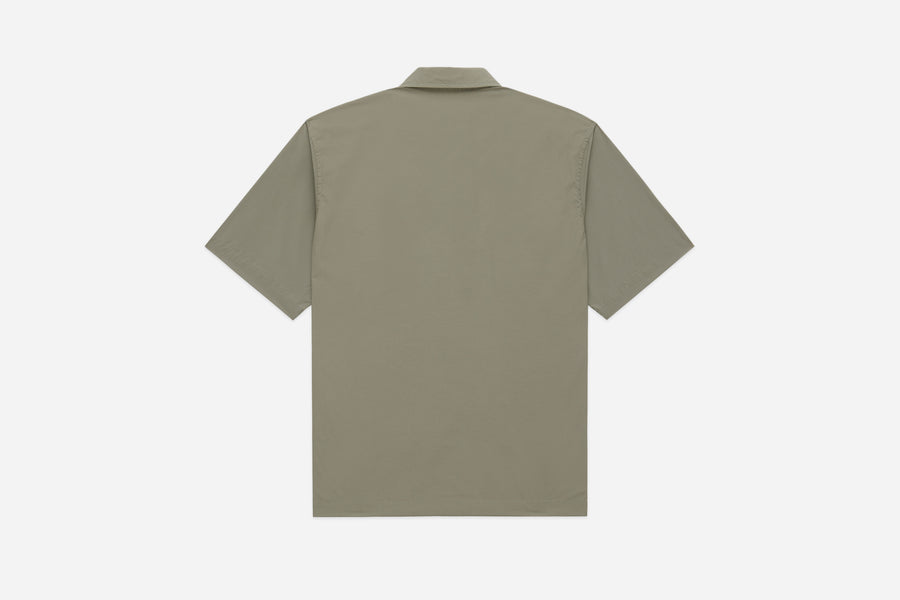 Short Sleeve Zip Shirt ~ Olive Nylon