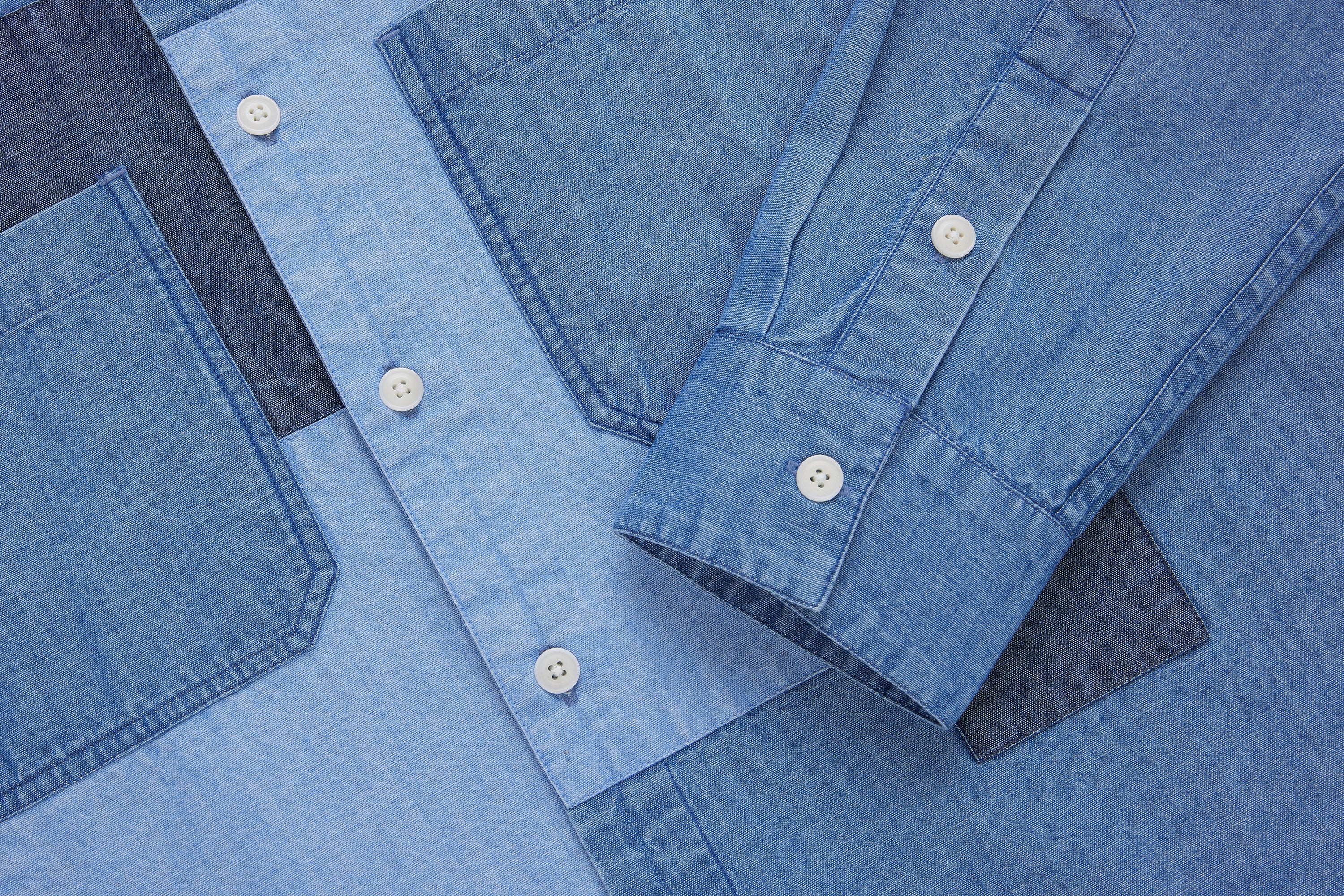 Utility Shirt ~ Indigo Patchwork Chambray – 3sixteen