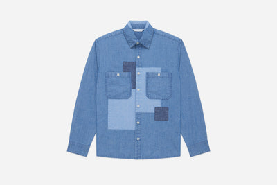 Utility Shirt ~ Indigo Patchwork Chambray
